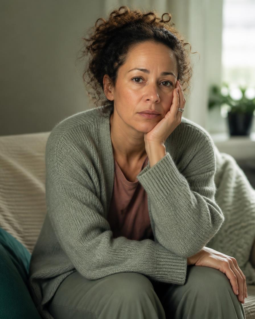 A woman feeling uncertain about perimenopause symptoms