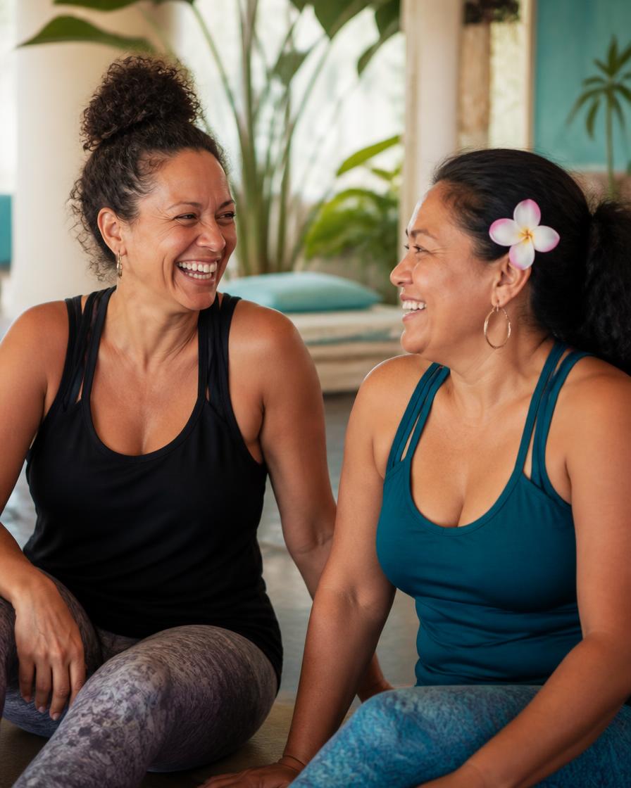 Two women laughing together at the Second Summer gathering